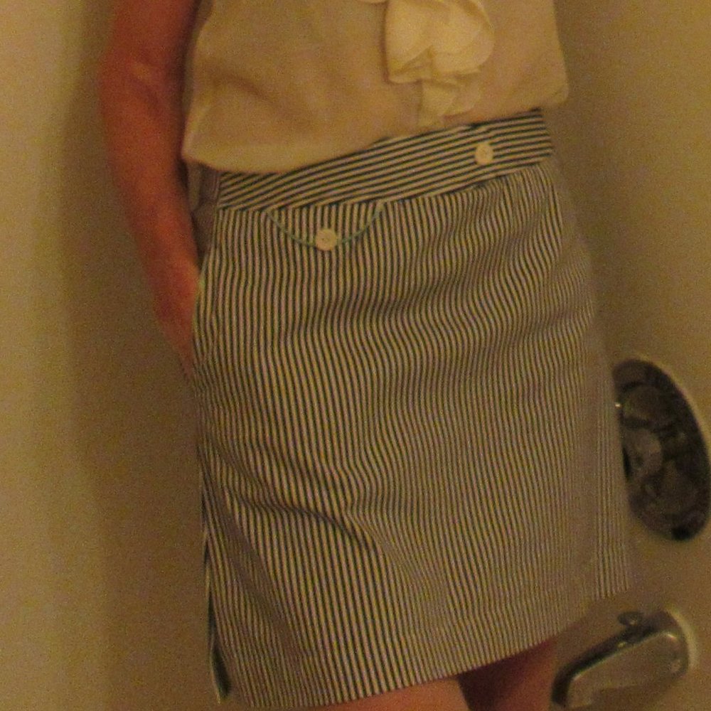 Sport Haley Navy n White Pinstripe Sailor Mini Skirt, size 8